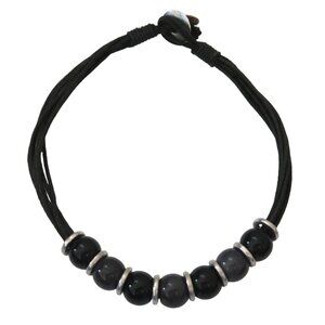 CARACOL multi strand cord necklace with Black & Gray beads